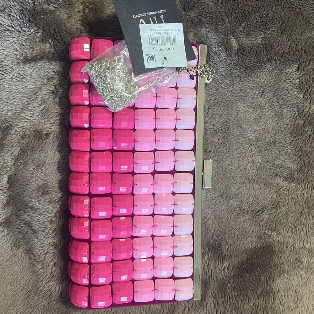 INC International Concepts Fuschia Neon Pink Bowah Clutch Barbiecore